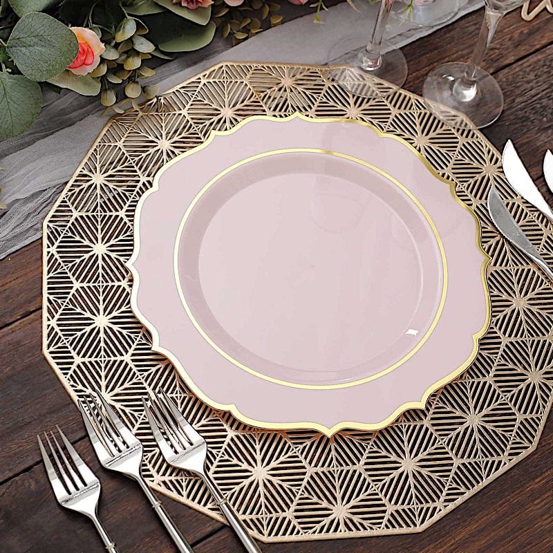 10 pcs 10" Plastic Dinner Plates With Scalloped Rim - Disposable Tableware