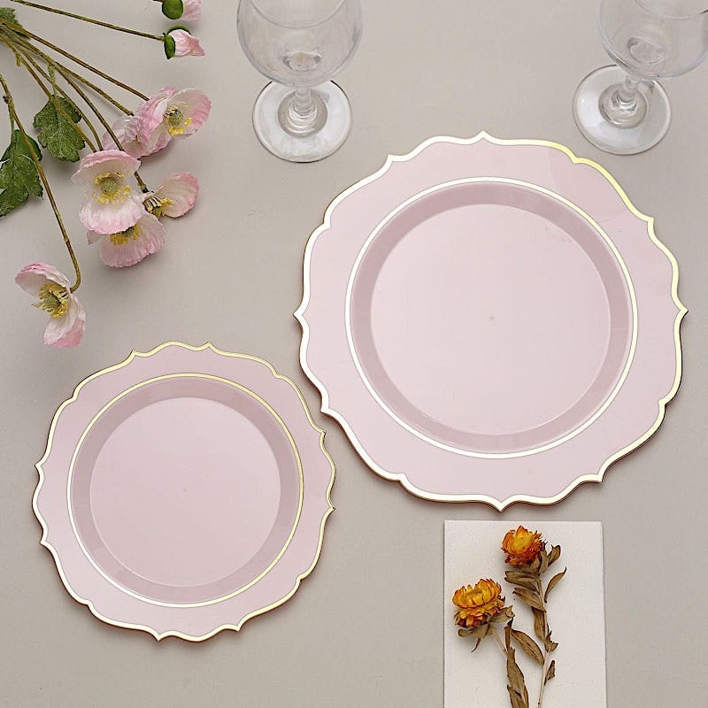 10 pcs 10" Plastic Dinner Plates With Scalloped Rim - Disposable Tableware
