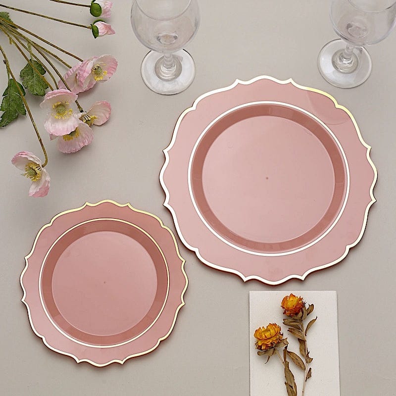 10 pcs 10" Plastic Dinner Plates With Scalloped Rim - Disposable Tableware