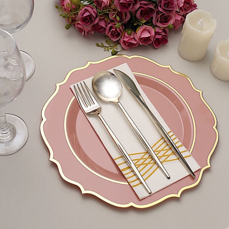 10 pcs 10" Plastic Dinner Plates With Scalloped Rim - Disposable Tableware