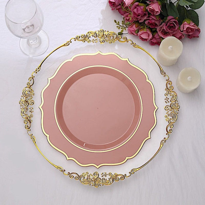 10 pcs 10" Plastic Dinner Plates With Scalloped Rim - Disposable Tableware