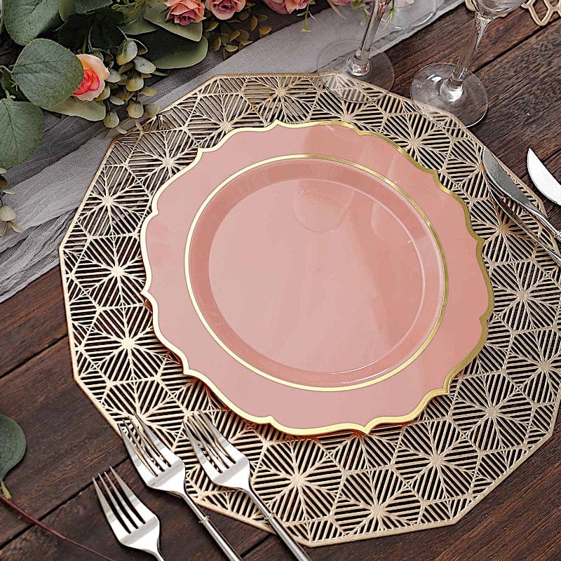 10 pcs 10" Plastic Dinner Plates With Scalloped Rim - Disposable Tableware