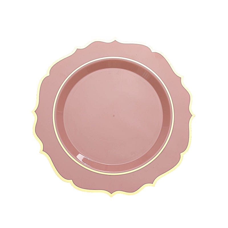 10 pcs 10" Plastic Dinner Plates With Scalloped Rim - Disposable Tableware