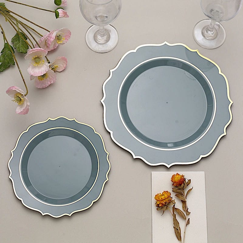 10 pcs 10" Plastic Dinner Plates With Scalloped Rim - Disposable Tableware