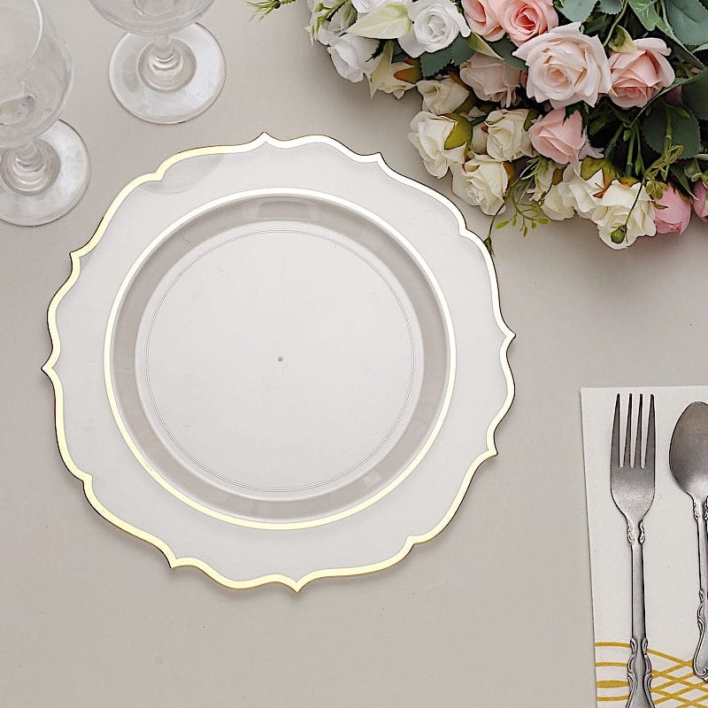 10 pcs 10" Plastic Dinner Plates With Scalloped Rim - Disposable Tableware