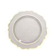 10 pcs 10" Plastic Dinner Plates With Scalloped Rim - Disposable Tableware