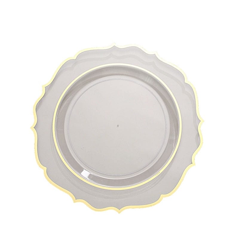 10 pcs 10" Plastic Dinner Plates With Scalloped Rim - Disposable Tableware