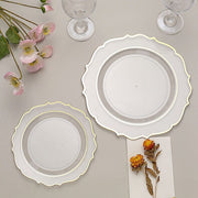 10 pcs 10" Plastic Dinner Plates With Scalloped Rim - Disposable Tableware