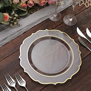 10 pcs 10" Plastic Dinner Plates With Scalloped Rim - Disposable Tableware