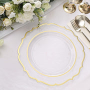 10 pcs 10" Plastic Dinner Plates With Scalloped Rim - Disposable Tableware
