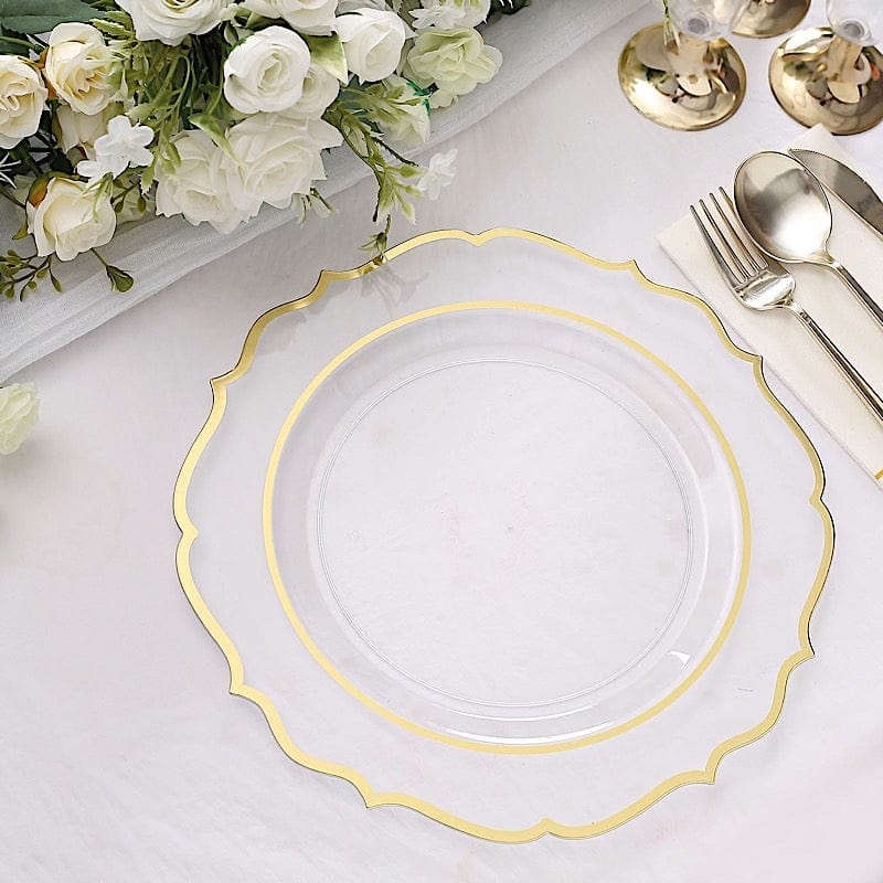 10 pcs 10" Plastic Dinner Plates With Scalloped Rim - Disposable Tableware