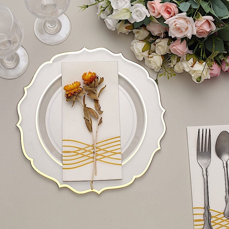 10 pcs 10" Plastic Dinner Plates With Scalloped Rim - Disposable Tableware