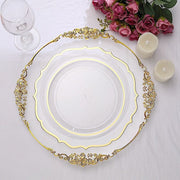 10 pcs 10" Plastic Dinner Plates With Scalloped Rim - Disposable Tableware