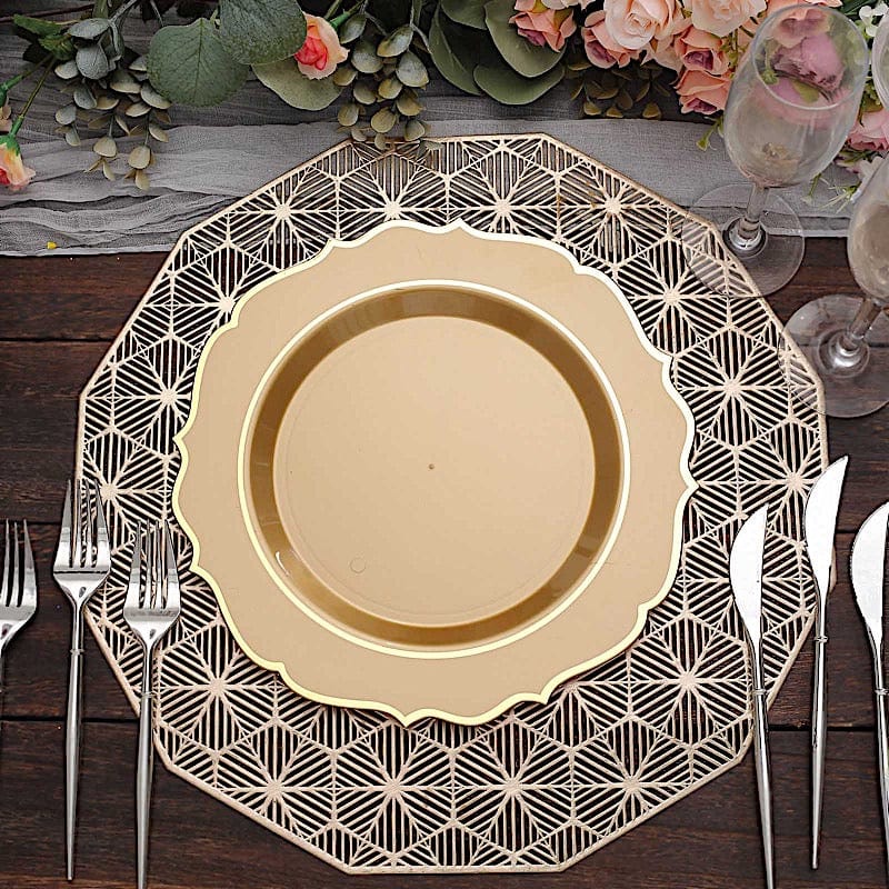 10 pcs 10" Plastic Dinner Plates With Scalloped Rim - Disposable Tableware