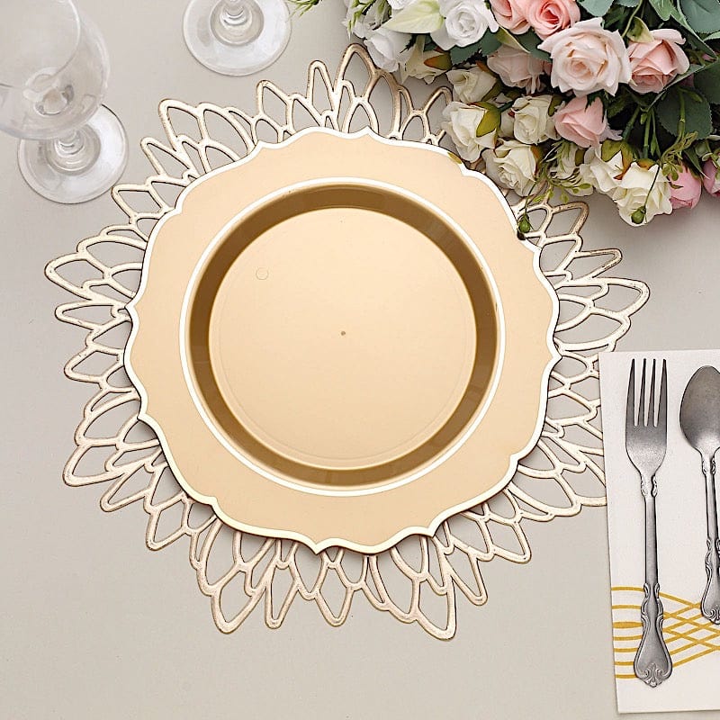 10 pcs 10" Plastic Dinner Plates With Scalloped Rim - Disposable Tableware
