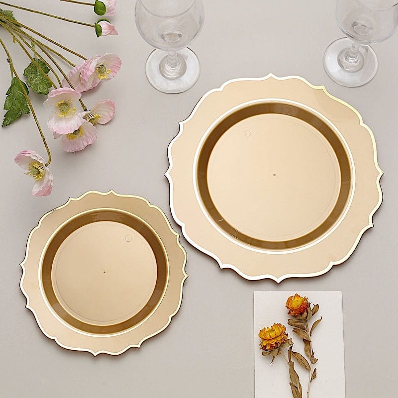 10 pcs 10" Plastic Dinner Plates With Scalloped Rim - Disposable Tableware