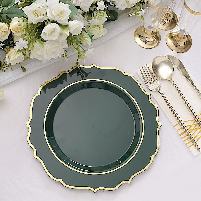 10 pcs 10" Plastic Dinner Plates With Scalloped Rim - Disposable Tableware
