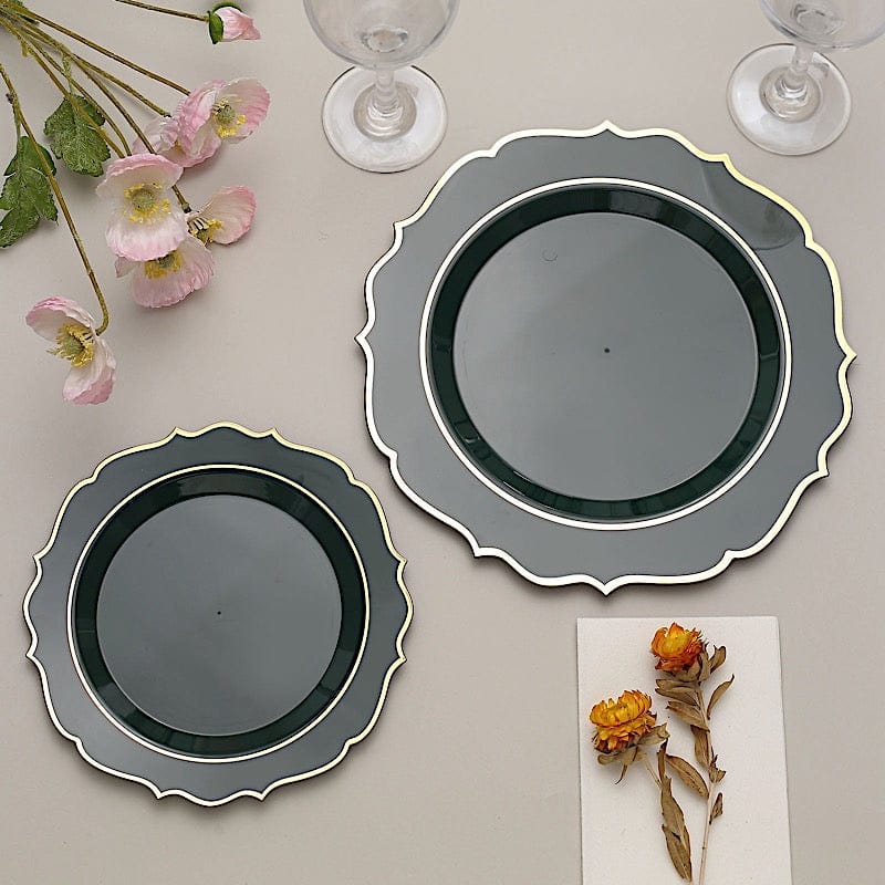 10 pcs 10" Plastic Dinner Plates With Scalloped Rim - Disposable Tableware