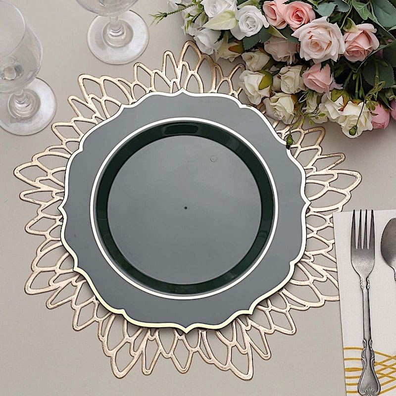 10 pcs 10" Plastic Dinner Plates With Scalloped Rim - Disposable Tableware