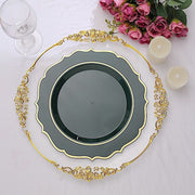10 pcs 10" Plastic Dinner Plates With Scalloped Rim - Disposable Tableware