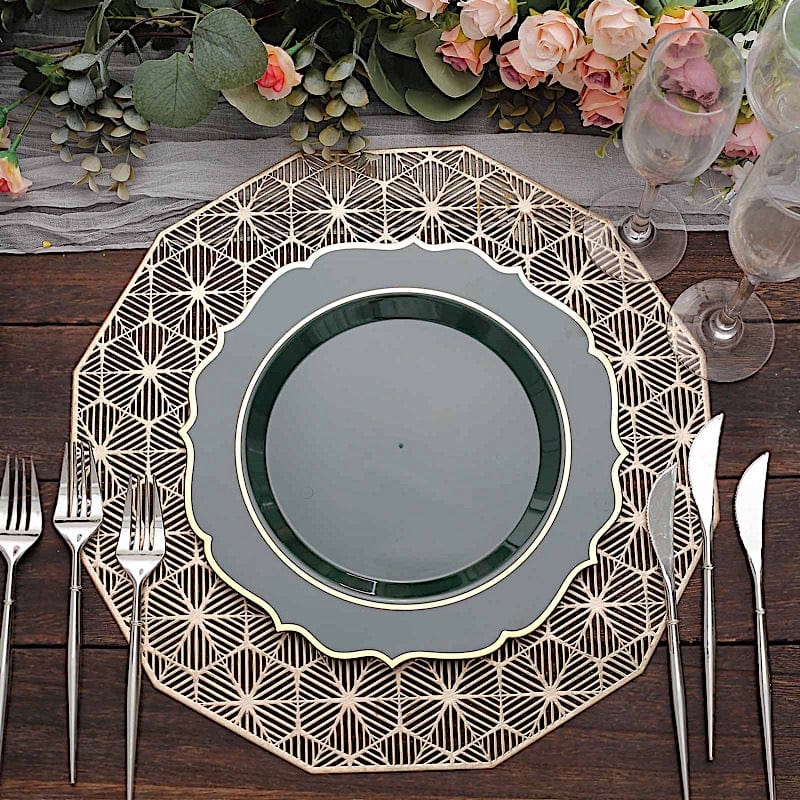 10 pcs 10" Plastic Dinner Plates With Scalloped Rim - Disposable Tableware