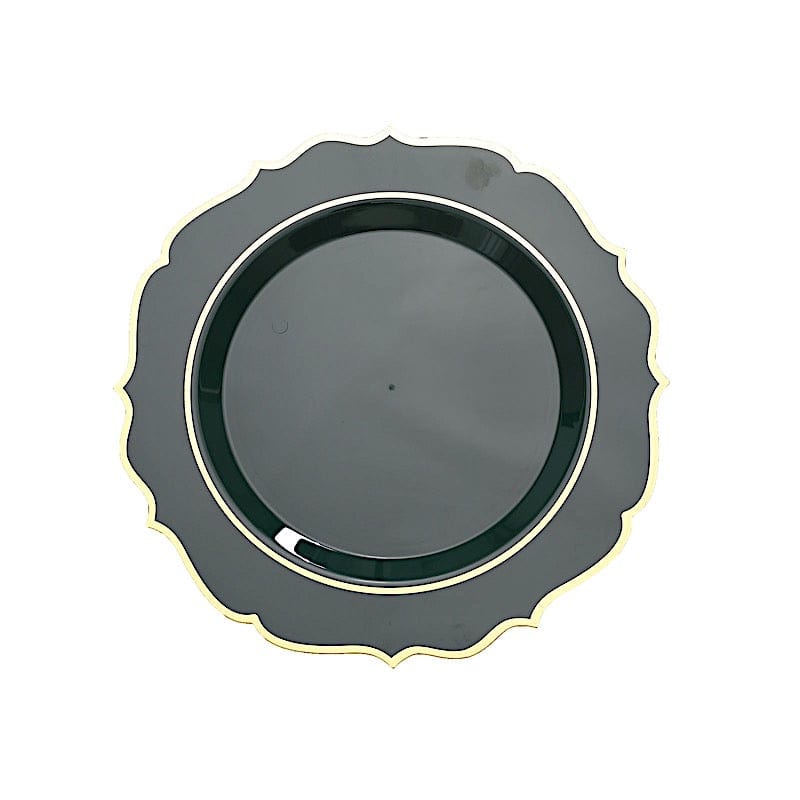 10 pcs 10" Plastic Dinner Plates With Scalloped Rim - Disposable Tableware
