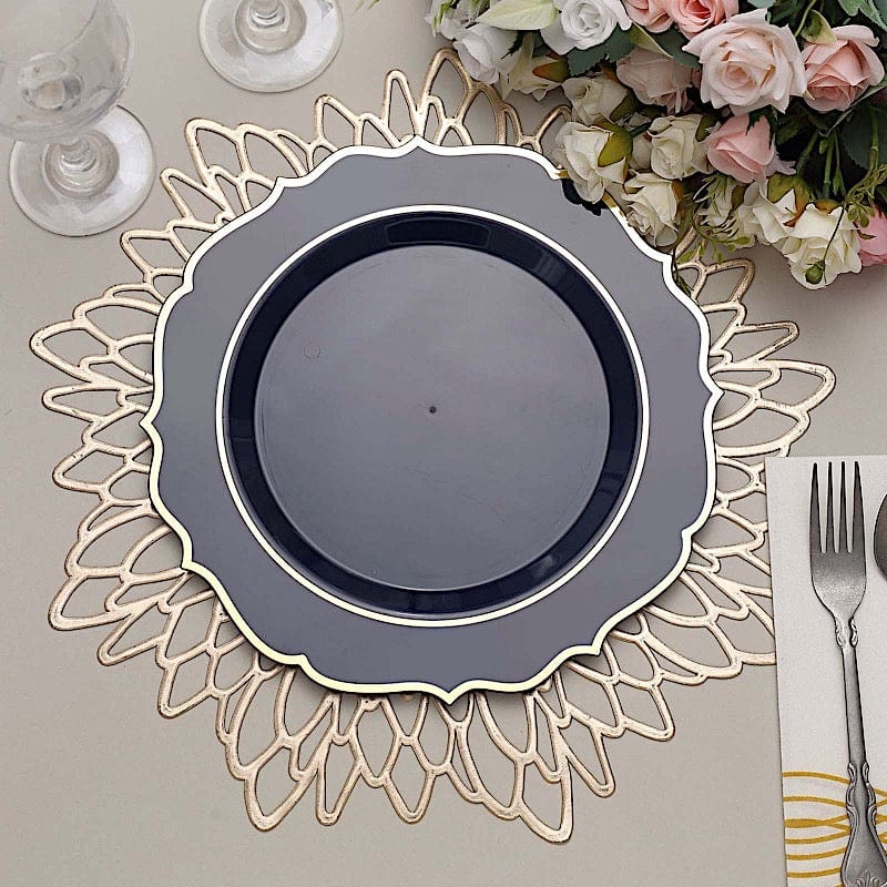 10 pcs 10" Plastic Dinner Plates With Scalloped Rim - Disposable Tableware