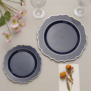 10 pcs 10" Plastic Dinner Plates With Scalloped Rim - Disposable Tableware