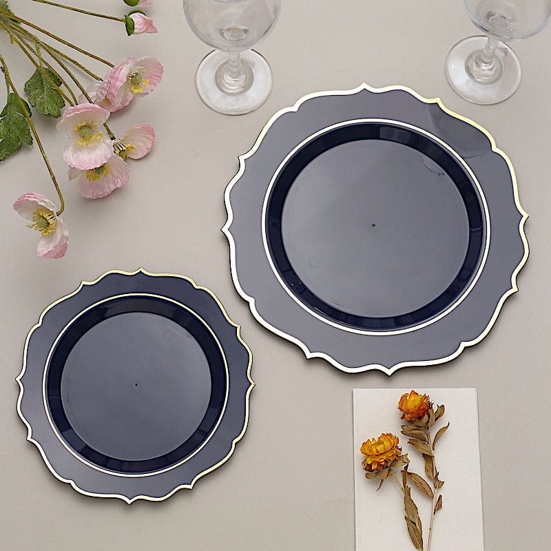 10 pcs 10" Plastic Dinner Plates With Scalloped Rim - Disposable Tableware
