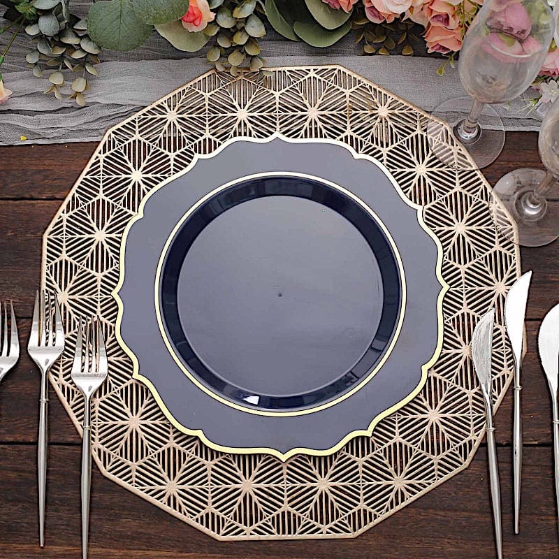 10 pcs 10" Plastic Dinner Plates With Scalloped Rim - Disposable Tableware