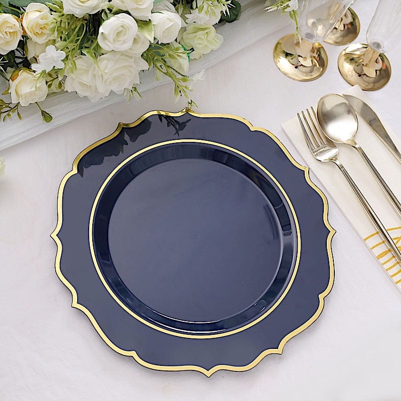 10 pcs 10" Plastic Dinner Plates With Scalloped Rim - Disposable Tableware