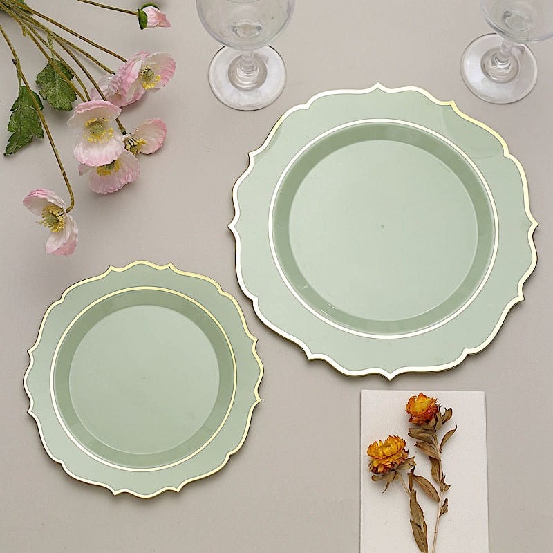 10 pcs 10" Plastic Dinner Plates With Scalloped Rim - Disposable Tableware