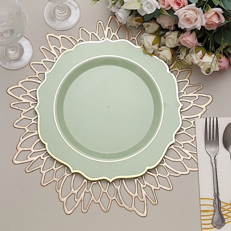 10 pcs 10" Plastic Dinner Plates With Scalloped Rim - Disposable Tableware