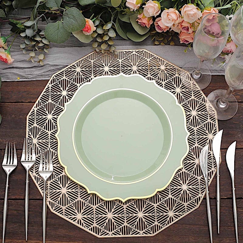 10 pcs 10" Plastic Dinner Plates With Scalloped Rim - Disposable Tableware