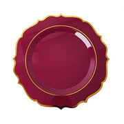 10 pcs 10" Plastic Dinner Plates With Scalloped Rim - Disposable Tableware DSP_PLR0011_10_BURG