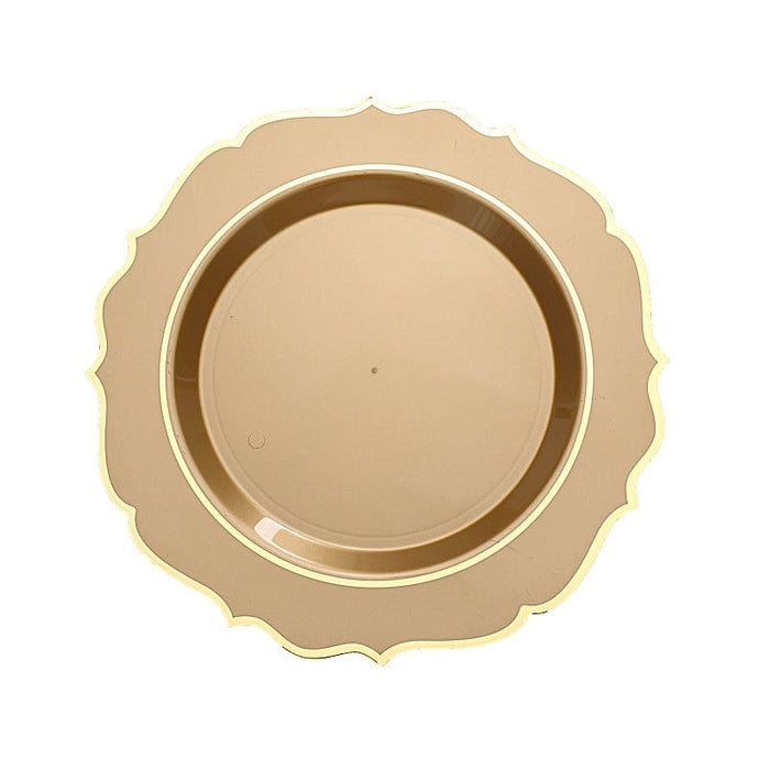 10 pcs 10" Plastic Dinner Plates With Scalloped Rim - Disposable Tableware DSP_PLR0011_10_GDGD