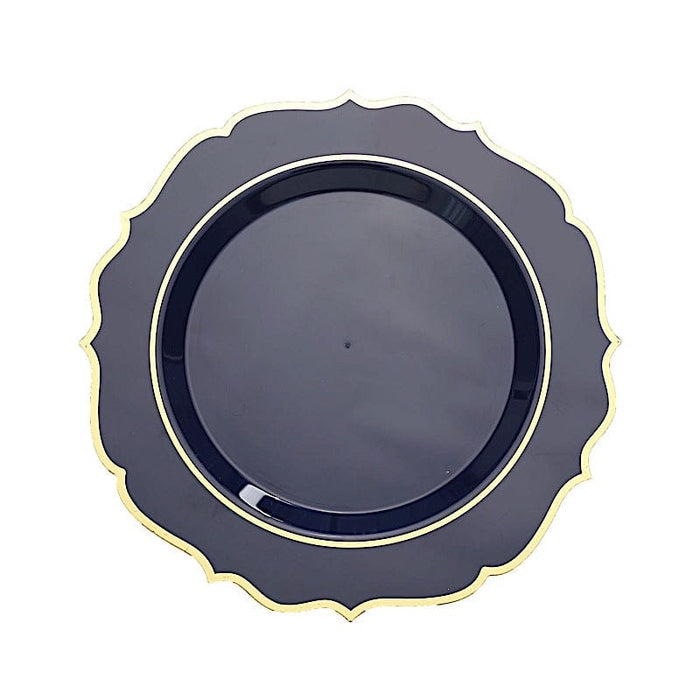 10 pcs 10" Plastic Dinner Plates With Scalloped Rim - Disposable Tableware DSP_PLR0011_10_NVGD
