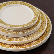 10 pcs 10" Round Dessert Plates with Lace Trim - Disposable Tableware
