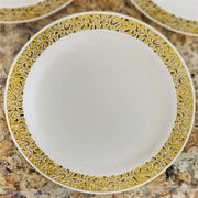 10 pcs 10" Round Dessert Plates with Lace Trim - Disposable Tableware