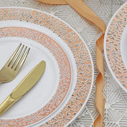 10 pcs 10" Round Dessert Plates with Lace Trim - Disposable Tableware