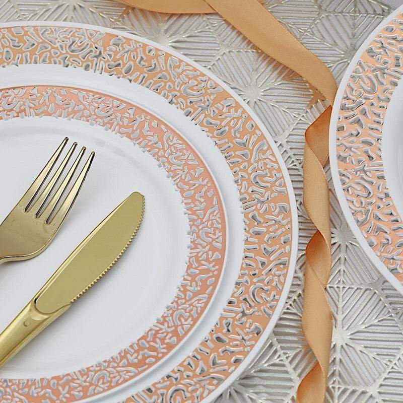 10 pcs 10" Round Dessert Plates with Lace Trim - Disposable Tableware