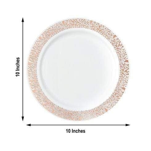 10 pcs 10" Round Dessert Plates with Lace Trim - Disposable Tableware