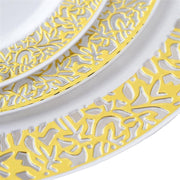 10 pcs 10" Round Dessert Plates with Lace Trim - Disposable Tableware