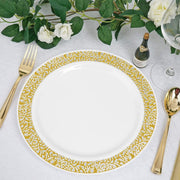 10 pcs 10" Round Dessert Plates with Lace Trim - Disposable Tableware