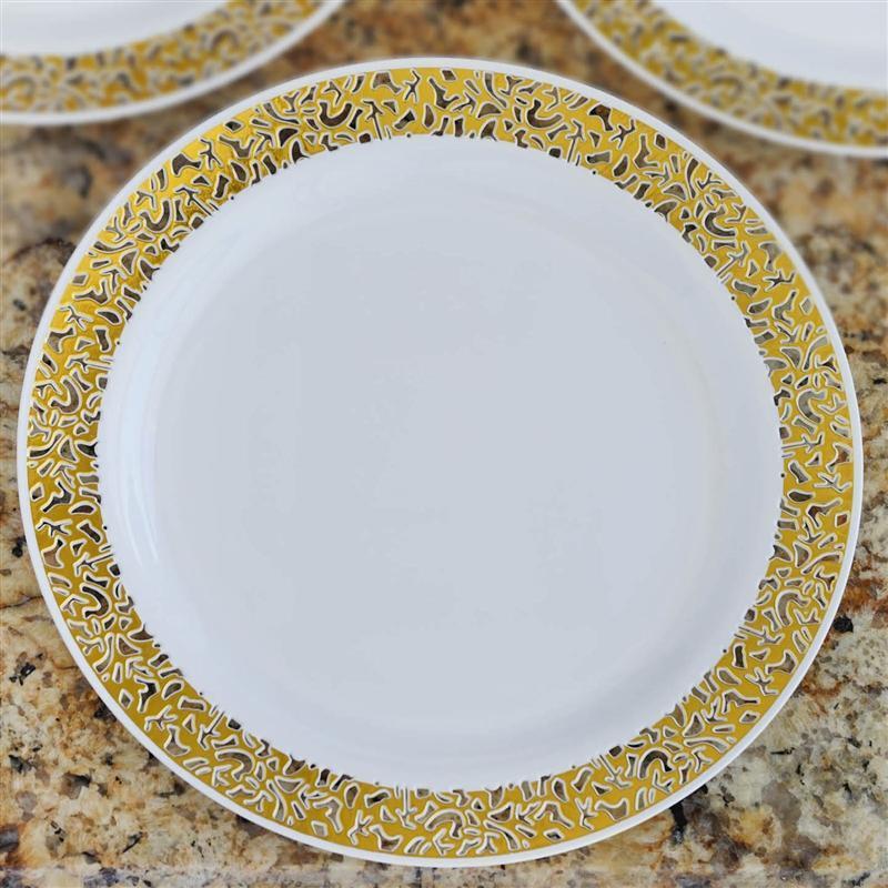 10 pcs 10" Round Dessert Plates with Lace Trim - Disposable Tableware