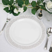 10 pcs 10" Round Dessert Plates with Lace Trim - Disposable Tableware