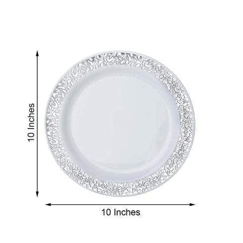 10 pcs 10" Round Dessert Plates with Lace Trim - Disposable Tableware