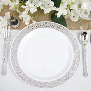 10 pcs 10" Round Dessert Plates with Lace Trim - Disposable Tableware