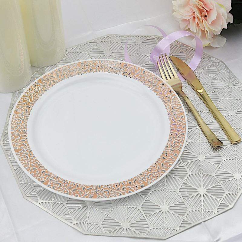 10 pcs 10" Round Dessert Plates with Lace Trim - Disposable Tableware