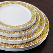 10 pcs 10" Round Dessert Plates with Lace Trim - Disposable Tableware